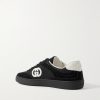 G75 Leather-Trimmed Suede and Monogrammed Canvas Sneakers - BK