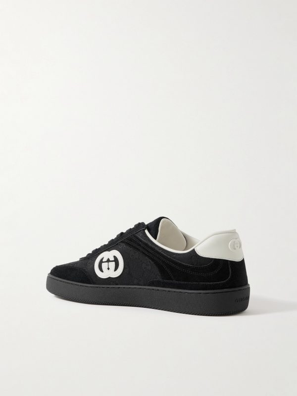 G75 Leather-Trimmed Suede and Monogrammed Canvas Sneakers - BK