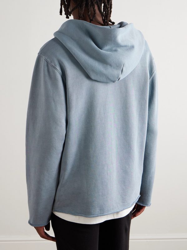 Garment-Dyed Distressed Cotton-Jersey Zip-Up Hoodie - BK Garment-Dyed Distressed Cotton-Jersey Zip-Up Hoodie - BK