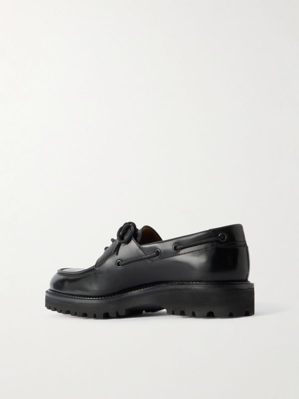 Tide Glossed-Leather Boat Shoes - BK Tide Glossed-Leather Boat Shoes - BK