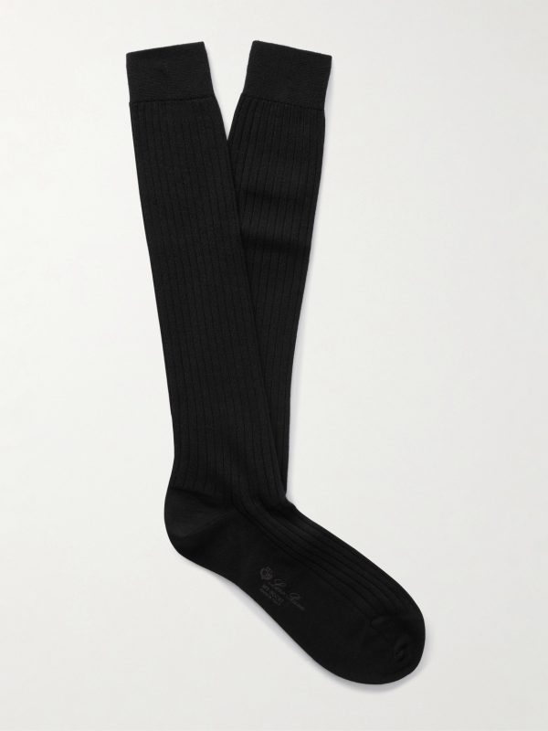 Sottile Ribbed Wool, Cashmere and Silk-Blend Socks Sottile Ribbed Wool, Cashmere and Silk-Blend Socks