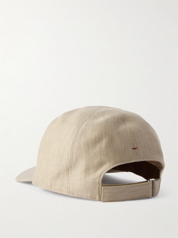 Logo-Embroidered Linen Baseball Cap - BK