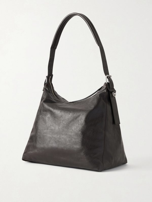 Belted Leather Tote Bag - BK Belted Leather Tote Bag - BK