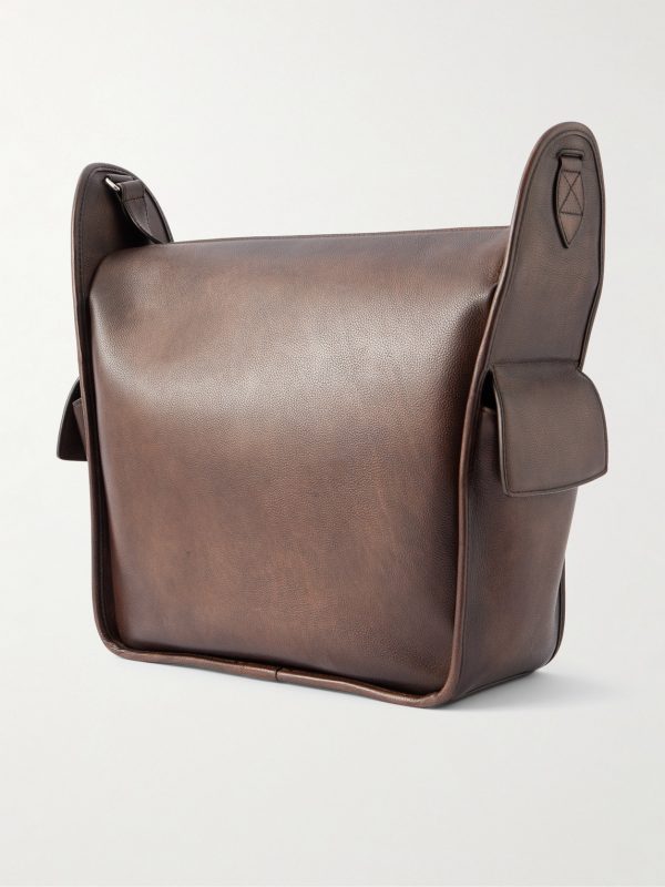Périple Scritto Full-Grain Venezia Leather Messenger Bag - BK