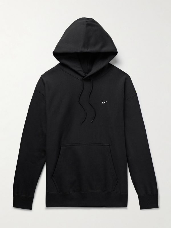 Solo Swoosh Logo-Embroidered Cotton-Blend Jersey Hoodie Solo Swoosh Logo-Embroidered Cotton-Blend Jersey Hoodie