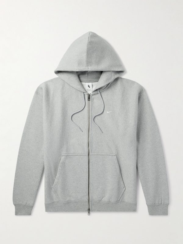 Solo Swoosh Logo-Embroidered Cotton-Blend Jersey Hoodie Solo Swoosh Logo-Embroidered Cotton-Blend Jersey Hoodie