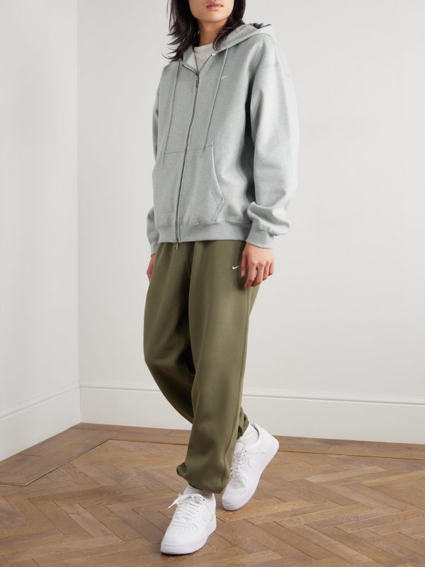 Solo Swoosh Logo-Embroidered Cotton-Blend Jersey Hoodie - OU Solo Swoosh Logo-Embroidered Cotton-Blend Jersey Hoodie - OU
