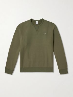Solo Swoosh Oversized Logo-Embroidered Cotton-Blend Jersey Sweatshirt Solo Swoosh Oversized Logo-Embroidered Cotton-Blend Jersey Sweatshirt