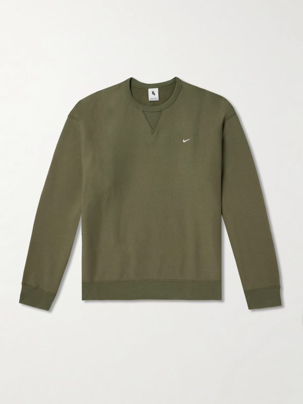 Solo Swoosh Oversized Logo-Embroidered Cotton-Blend Jersey Sweatshirt Solo Swoosh Oversized Logo-Embroidered Cotton-Blend Jersey Sweatshirt