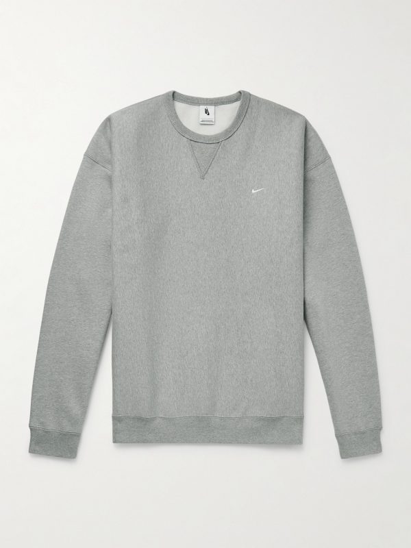 Solo Swoosh Oversized Logo-Embroidered Cotton-Blend Jersey Sweatshirt Solo Swoosh Oversized Logo-Embroidered Cotton-Blend Jersey Sweatshirt