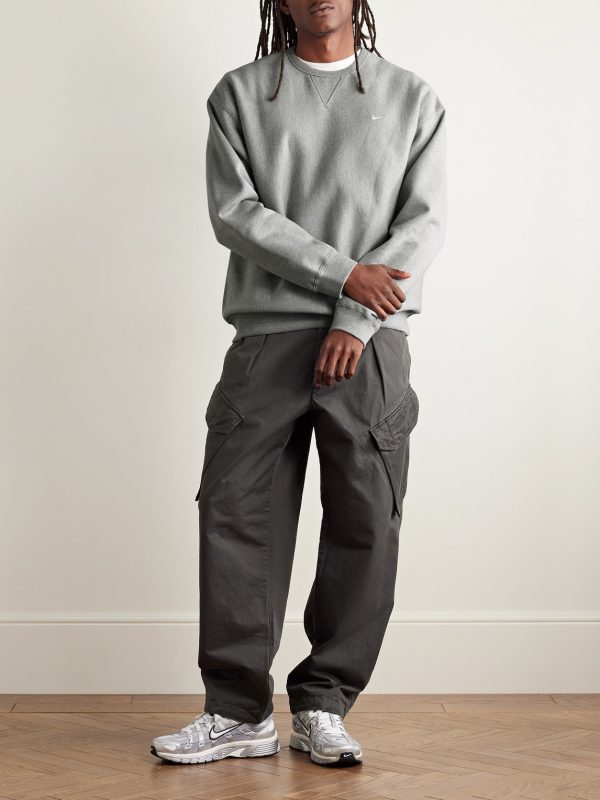 Solo Swoosh Oversized Logo-Embroidered Cotton-Blend Jersey Sweatshirt - OU Solo Swoosh Oversized Logo-Embroidered Cotton-Blend Jersey Sweatshirt - OU