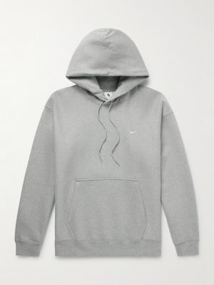 Solo Swoosh Logo-Embroidered Cotton-Blend Jersey Hoodie Solo Swoosh Logo-Embroidered Cotton-Blend Jersey Hoodie