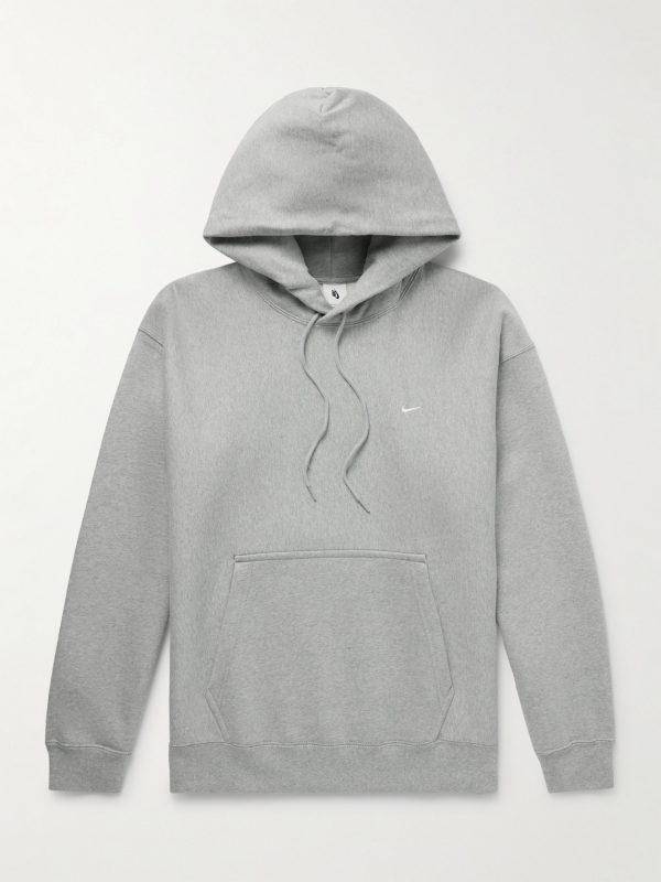Solo Swoosh Logo-Embroidered Cotton-Blend Jersey Hoodie Solo Swoosh Logo-Embroidered Cotton-Blend Jersey Hoodie