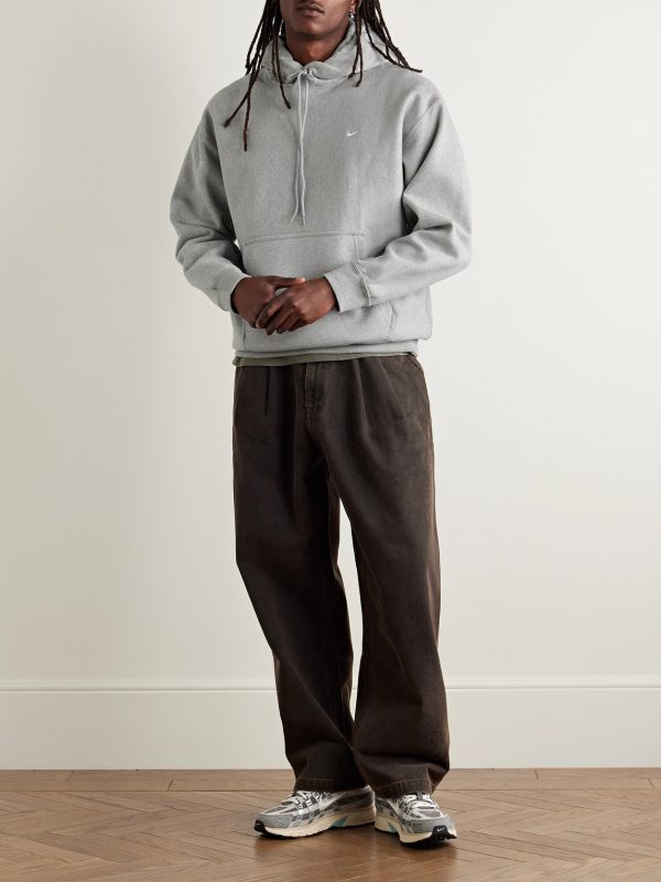 Solo Swoosh Logo-Embroidered Cotton-Blend Jersey Hoodie - OU Solo Swoosh Logo-Embroidered Cotton-Blend Jersey Hoodie - OU