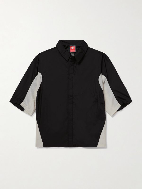 Two-Tone Panelled Crinkled-Shell Shirt Two-Tone Panelled Crinkled-Shell Shirt