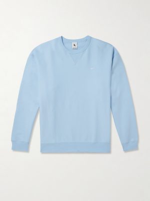 Solo Swoosh Oversized Logo-Embroidered Cotton-Blend Jersey Sweatshirt Solo Swoosh Oversized Logo-Embroidered Cotton-Blend Jersey Sweatshirt