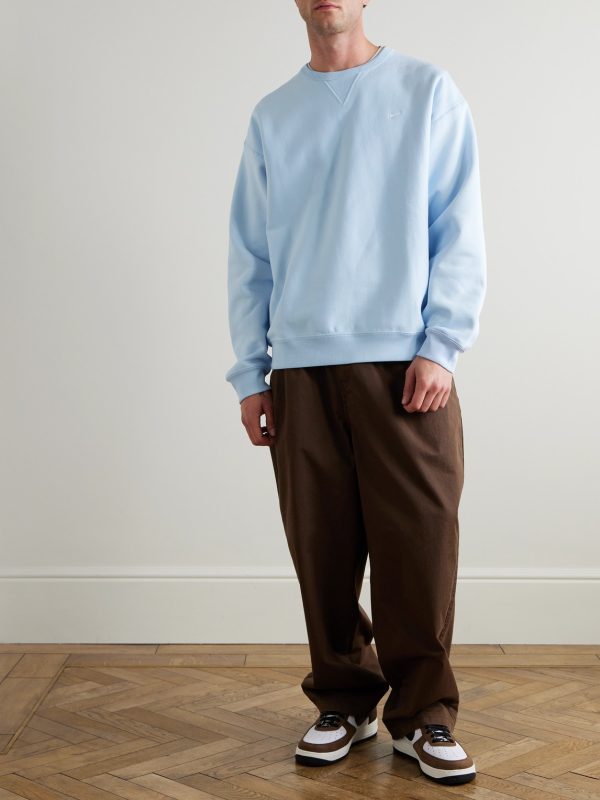 Solo Swoosh Oversized Logo-Embroidered Cotton-Blend Jersey Sweatshirt - OU