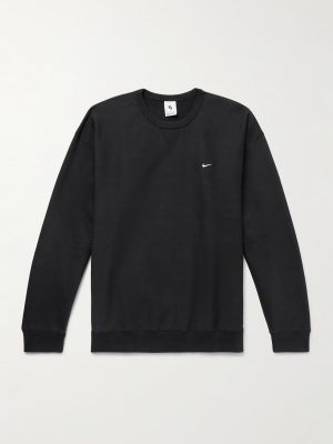 Solo Swoosh Oversized Logo-Embroidered Cotton-Blend Jersey Sweatshirt Solo Swoosh Oversized Logo-Embroidered Cotton-Blend Jersey Sweatshirt