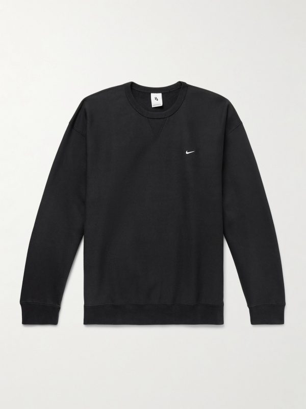 Solo Swoosh Oversized Logo-Embroidered Cotton-Blend Jersey Sweatshirt