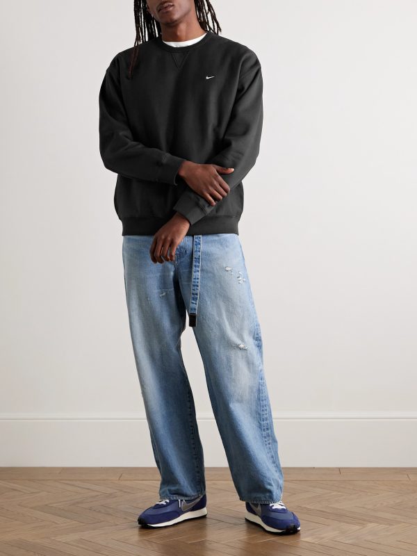 Solo Swoosh Oversized Logo-Embroidered Cotton-Blend Jersey Sweatshirt - OU