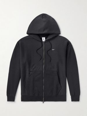 Solo Swoosh Logo-Embroidered Cotton-Blend Jersey Hoodie Solo Swoosh Logo-Embroidered Cotton-Blend Jersey Hoodie