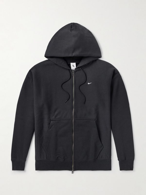 Solo Swoosh Logo-Embroidered Cotton-Blend Jersey Hoodie Solo Swoosh Logo-Embroidered Cotton-Blend Jersey Hoodie