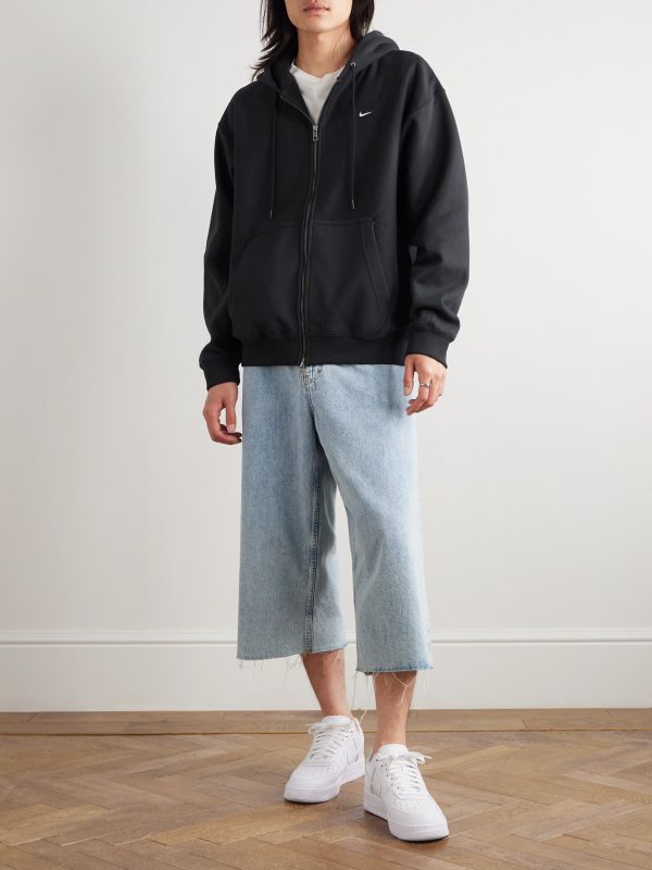Solo Swoosh Logo-Embroidered Cotton-Blend Jersey Hoodie - OU Solo Swoosh Logo-Embroidered Cotton-Blend Jersey Hoodie - OU
