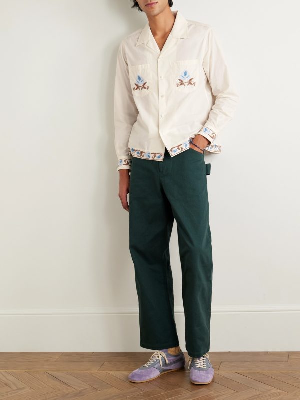 Nouveau Vine Camp-Collar Embroidered Cotton-Poplin Shirt - OU Nouveau Vine Camp-Collar Embroidered Cotton-Poplin Shirt - OU