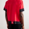 Camp-Collar Embroidered Two-Tone Cotton Shirt - BK Camp-Collar Embroidered Two-Tone Cotton Shirt - BK