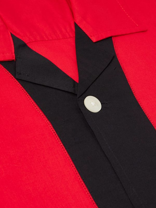Camp-Collar Embroidered Two-Tone Cotton Shirt - CU Camp-Collar Embroidered Two-Tone Cotton Shirt - CU