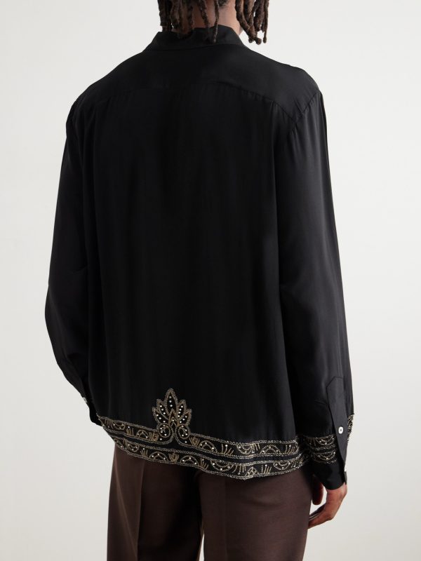 Embellished Silk Shirt - BK Embellished Silk Shirt - BK