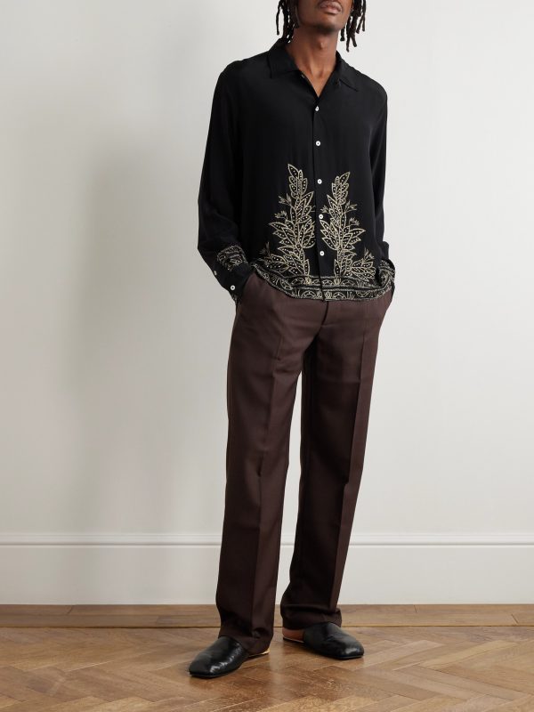 Embellished Silk Shirt - OU Embellished Silk Shirt - OU