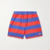 Clubhouse Wide-Leg Logo-Embroidered Striped Cotton-Jersey Shorts