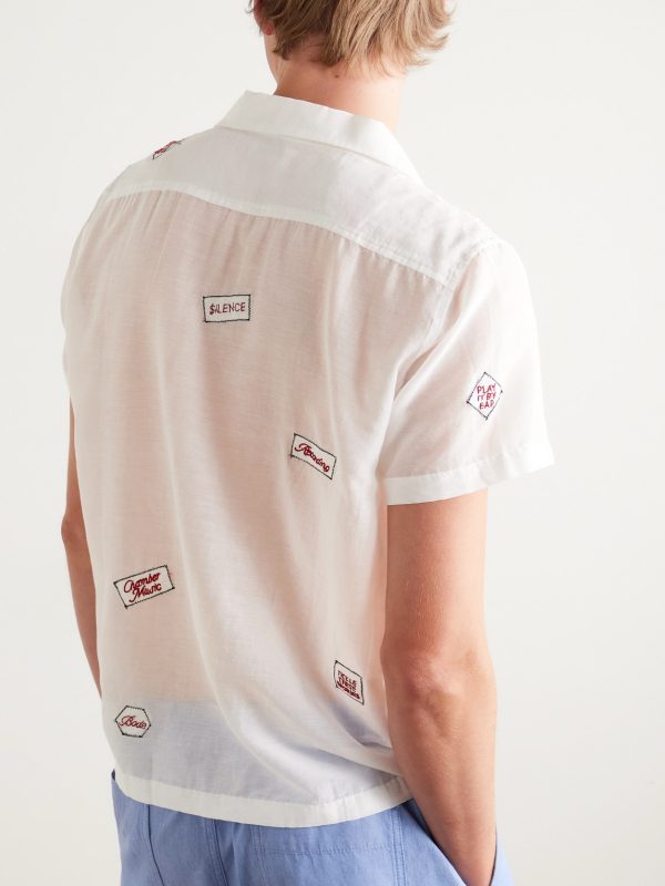On Air Convertible-Collar Embroidered Cotton and Silk-Blend Voile Shirt - BK