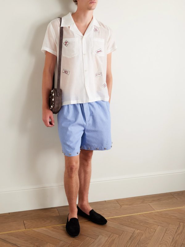 On Air Convertible-Collar Embroidered Cotton and Silk-Blend Voile Shirt - OU