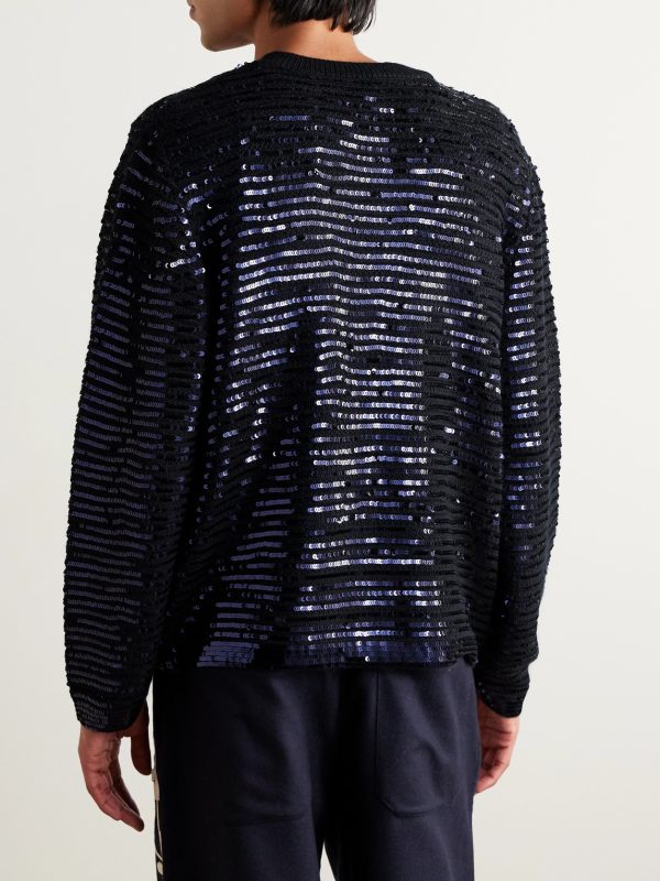 Spotlight Sequinned Virgin Wool Cardigan - BK Spotlight Sequinned Virgin Wool Cardigan - BK