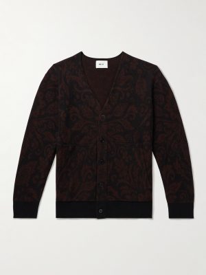 Michael 60017 Jacquard-Knit Wool Cardigan