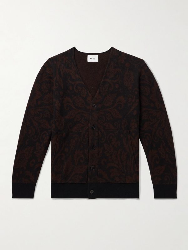 Michael 60017 Jacquard-Knit Wool Cardigan Michael 60017 Jacquard-Knit Wool Cardigan