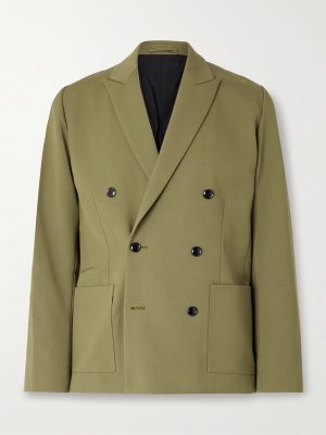 Jordin 10002 Double-Breasted Wool-Blend Twill Blazer Jordin 10002 Double-Breasted Wool-Blend Twill Blazer