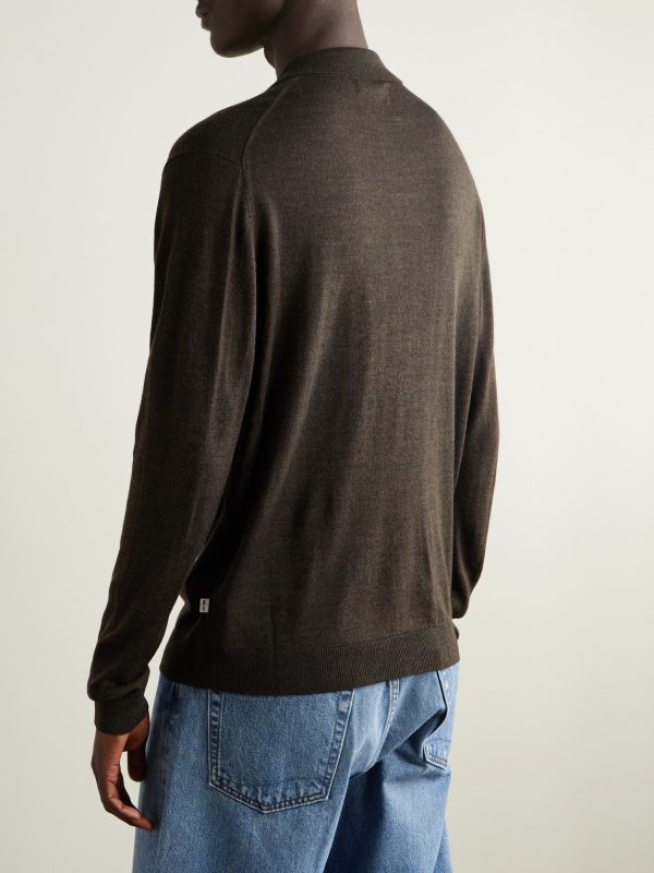 Thor 6584 Pointelle-Knit Wool-Blend Cardigan - BK Thor 6584 Pointelle-Knit Wool-Blend Cardigan - BK