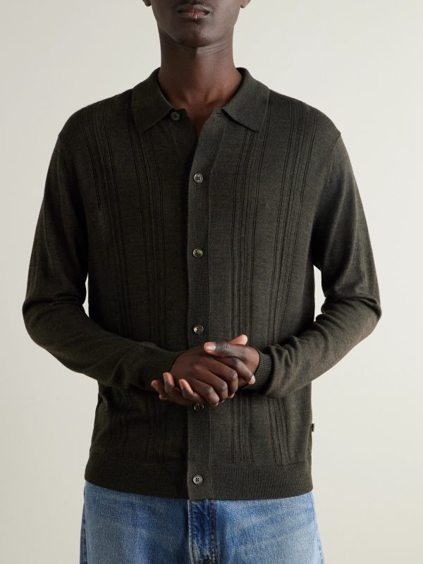 Thor 6584 Pointelle-Knit Wool-Blend Cardigan - FR Thor 6584 Pointelle-Knit Wool-Blend Cardigan - FR