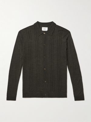 Thor 6584 Pointelle-Knit Wool-Blend Cardigan