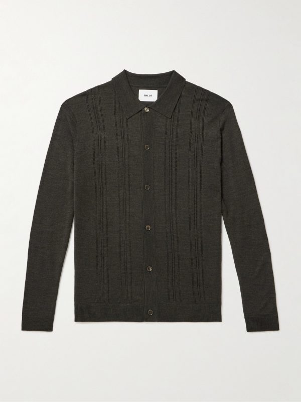 Thor 6584 Pointelle-Knit Wool-Blend Cardigan Thor 6584 Pointelle-Knit Wool-Blend Cardigan