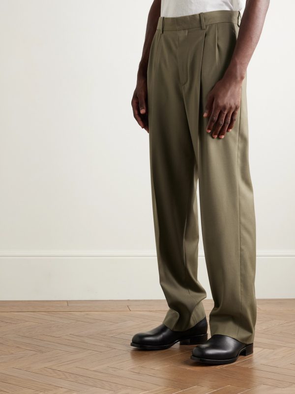 Zev Straight-Leg Pleated Virgin Wool-Twill Trousers - FR Zev Straight-Leg Pleated Virgin Wool-Twill Trousers - FR