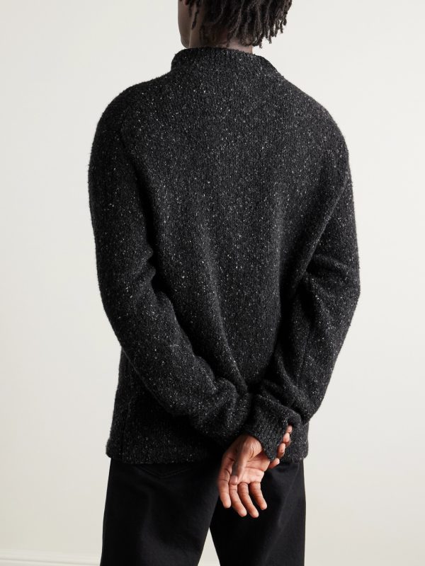 Cusko Top Cashmere-Blend Bouclé Half-Zip Sweater - BK
