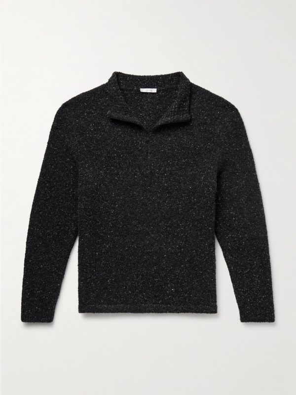 Cusko Top Cashmere-Blend Bouclé Half-Zip Sweater
