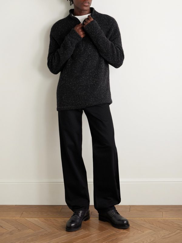 Cusko Top Cashmere-Blend Bouclé Half-Zip Sweater - OU