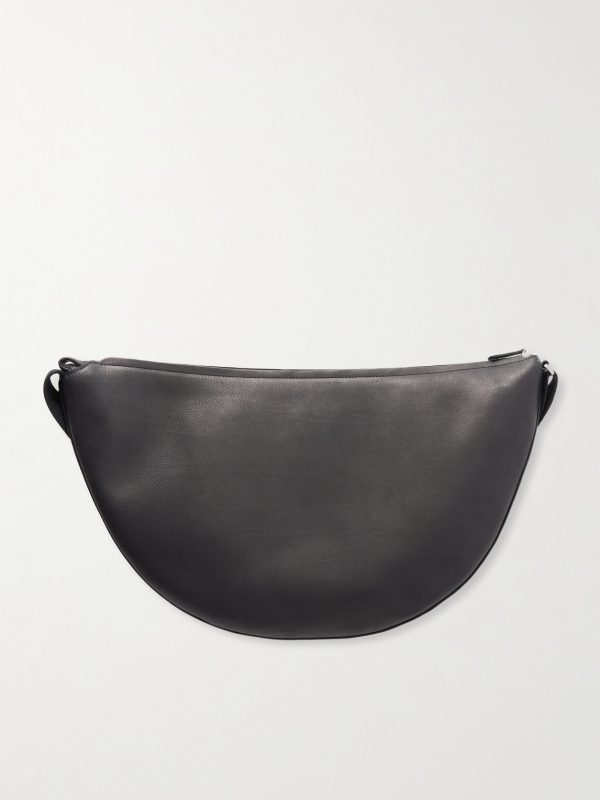 Crossbody Crescent Leather Messenger Bag - BK Crossbody Crescent Leather Messenger Bag - BK