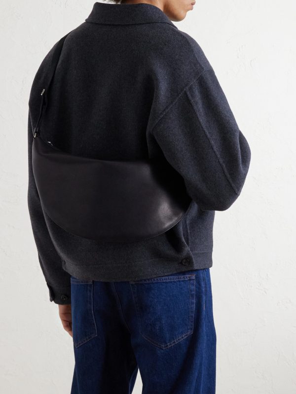 Crossbody Crescent Leather Messenger Bag - OU Crossbody Crescent Leather Messenger Bag - OU
