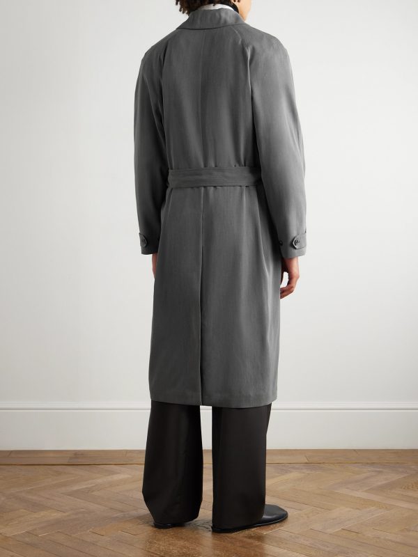 Tarian Silk and Virgin Wool-Blend Trench Coat - BK Tarian Silk and Virgin Wool-Blend Trench Coat - BK